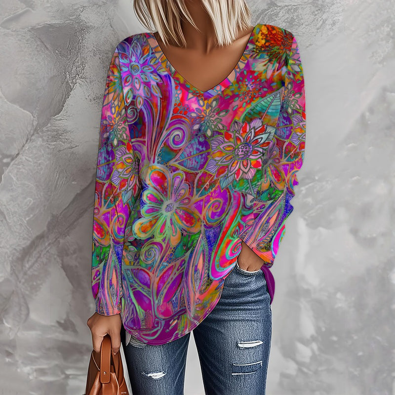 Vintage T-Shirt Met Bloemenprint – Elly & Yvonne