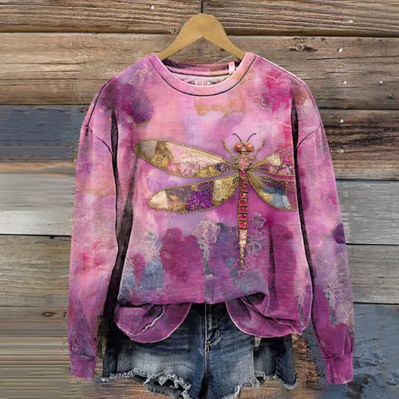 Vintage Sweatshirt Met Libellenprint – Elly & Yvonne