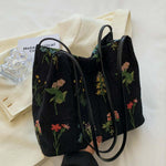 Vintage Geborduurde Tas Met Bloemen