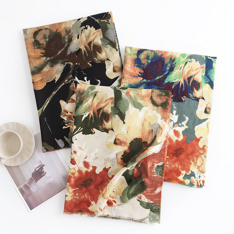 Sjaal Met Vintage Bloemenprint