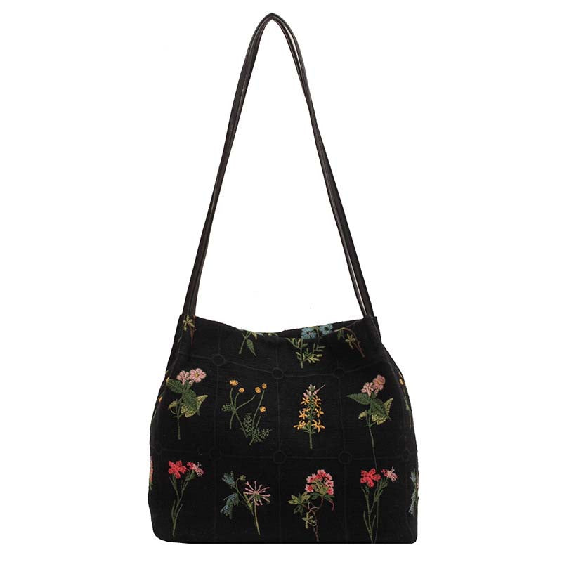 Vintage Geborduurde Tas Met Bloemen