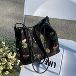 Vintage Geborduurde Tas Met Bloemen