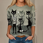 Creatief T-Shirt Met Kattenprint