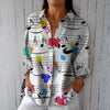 Vintage Blouse Met Muzieknotenpatroon