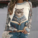 Creatief Sweatshirt Met Kattenprint