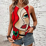 Casual Tanktop Met Abstracte Print