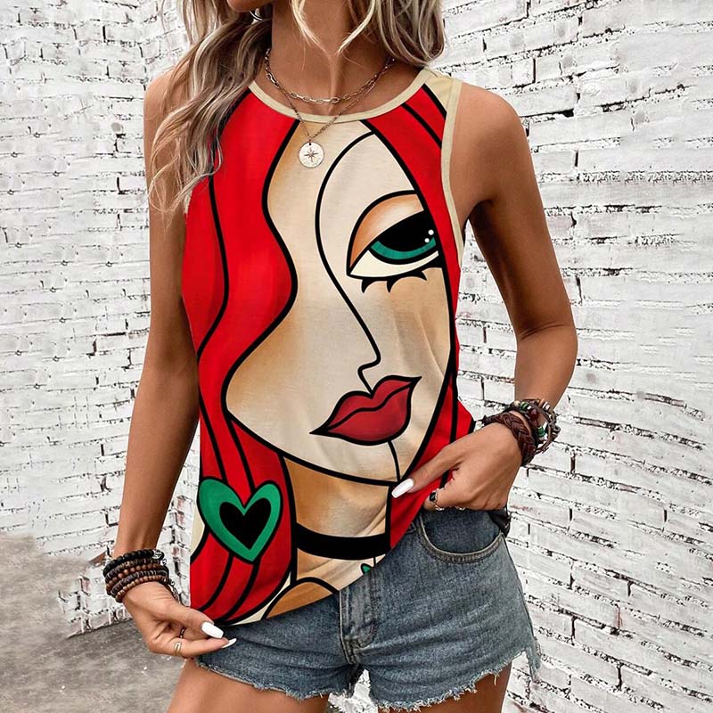 Casual Tanktop Met Abstracte Print