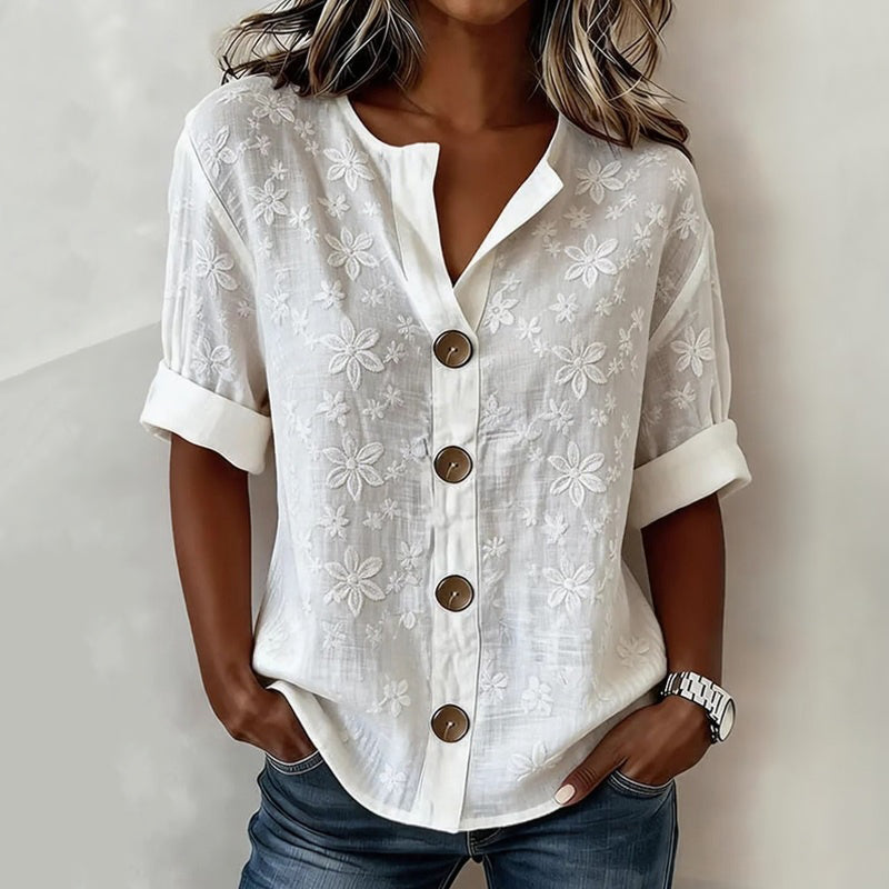 Vintage Blouse Met Abstracte Print