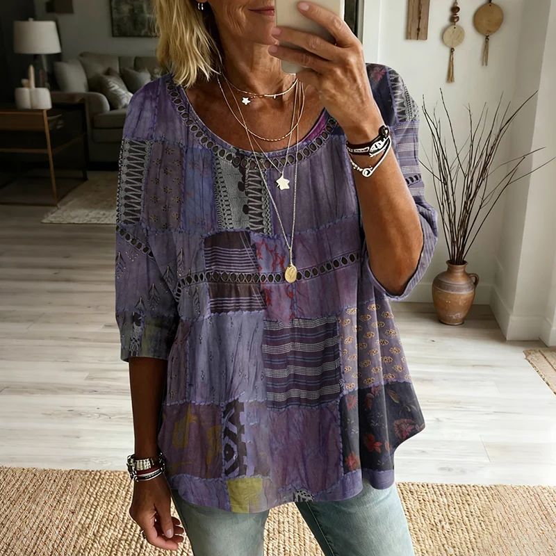 Casual Blouse Met Gestreepte Print