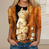 Casual T-Shirt Met Kattenprint