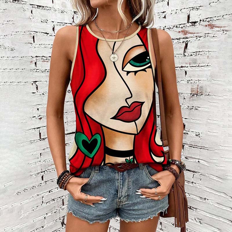 Casual Tanktop Met Abstracte Print