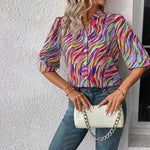 Kleurrijke Blouse Met Abstracte Print