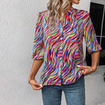 Kleurrijke Blouse Met Abstracte Print