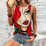 Casual Tanktop Met Abstracte Print