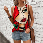 Casual Tanktop Met Abstracte Print