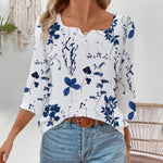 Casual Blouse Met Bladprint