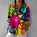 Kleurrijke Abstracte Print Blouse