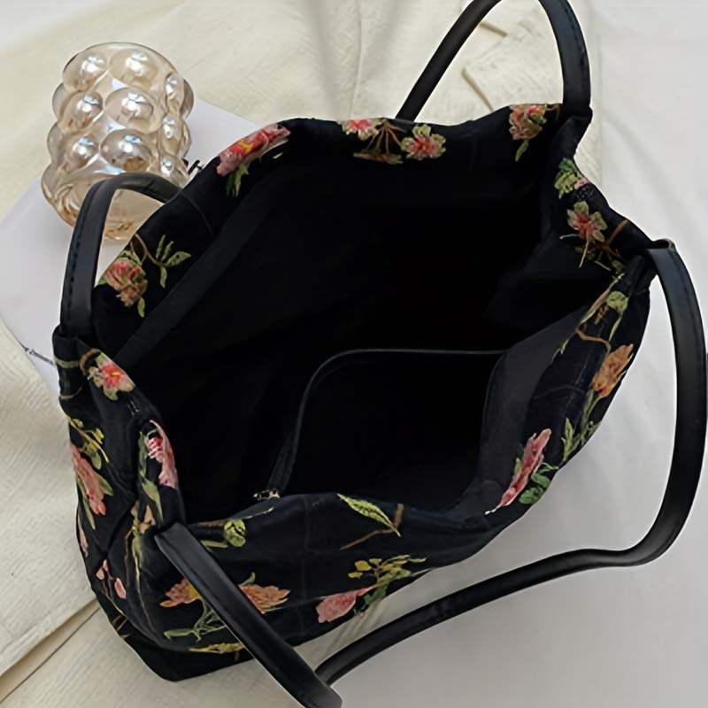 Vintage Geborduurde Tas Met Bloemen