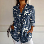 Vintage Blouse Met Bladerprint