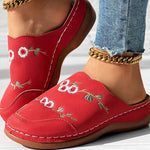 Vintage Geborduurde Pantoffels Met Bloemen