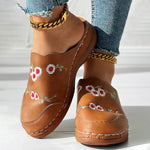 Vintage Geborduurde Pantoffels Met Bloemen