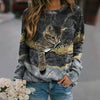 Vintage Kattenprint Sweatshirt