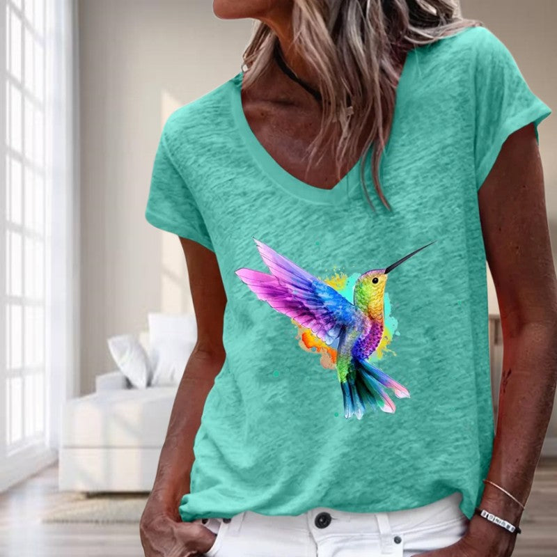 Casual T-Shirt Met Vogelprint