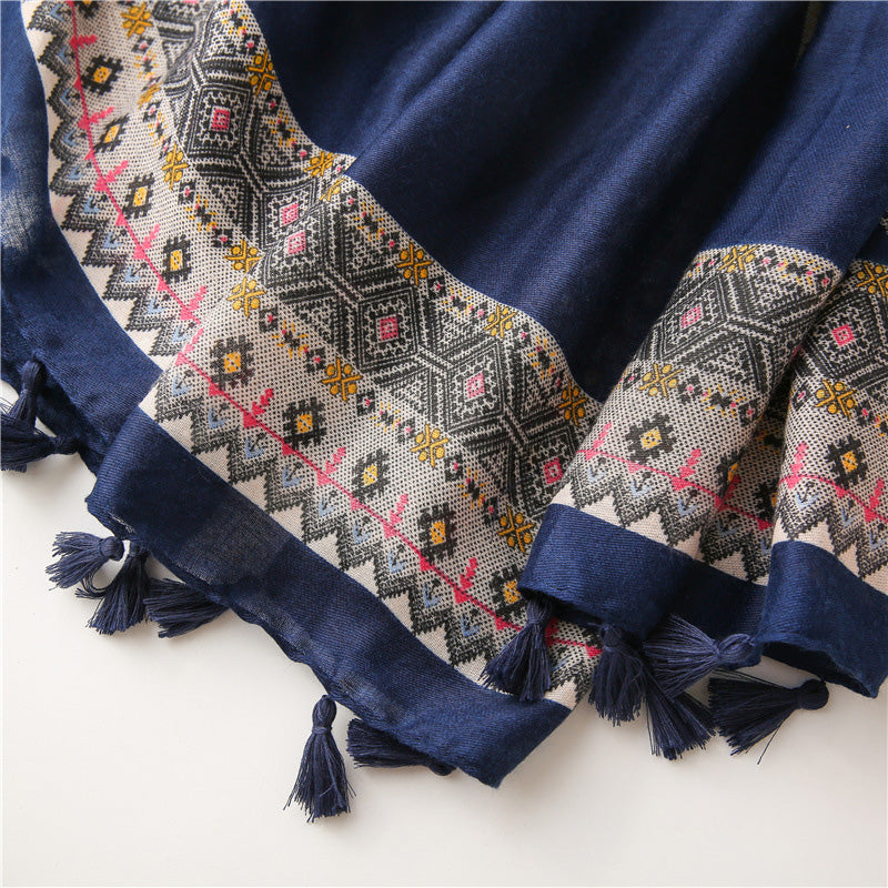 Vintage Sjaal Met Etnische Print