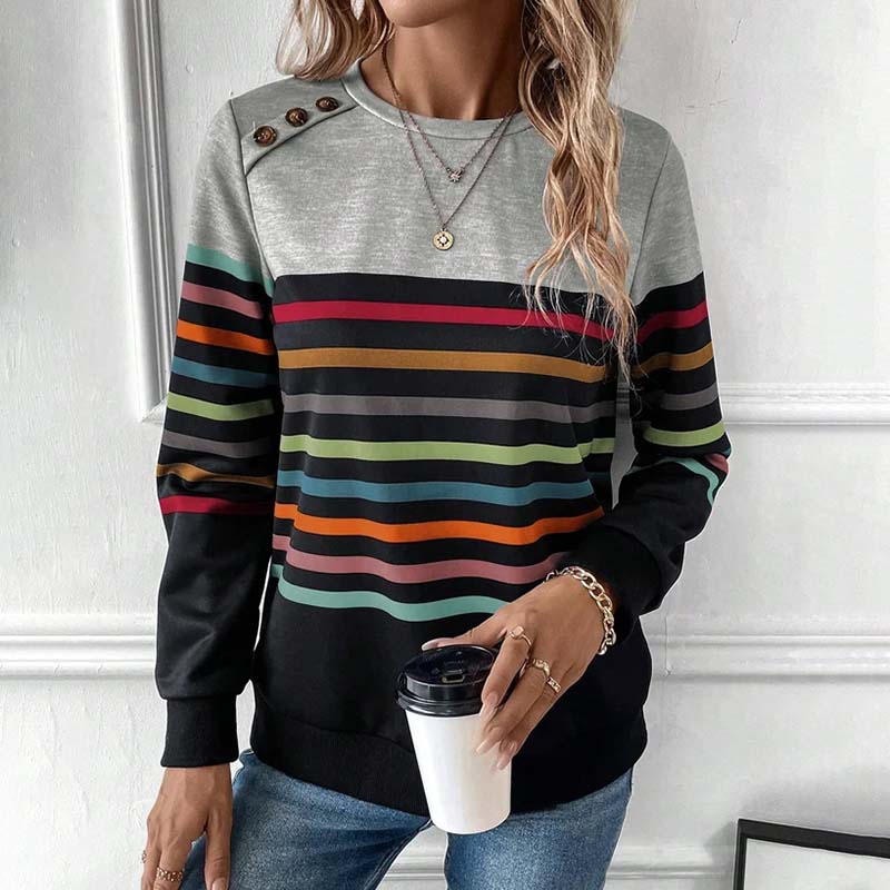 Casual Kleurrijk Gestreept Sweatshirt