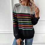 Casual Kleurrijk Gestreept Sweatshirt