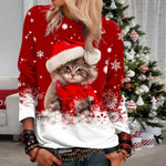 Kerst T-Shirt Met Kattenprint