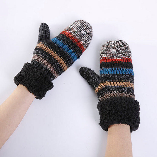 Gestreepte Warme Handschoenen