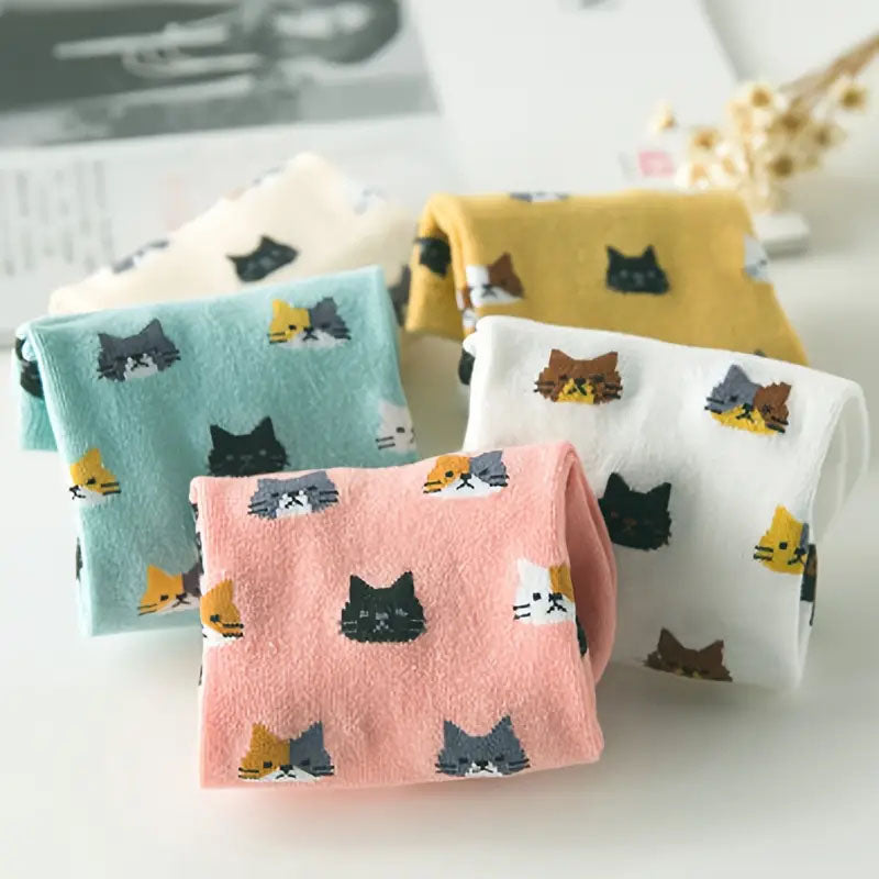 5 Paar Sokken Met Kattenprint