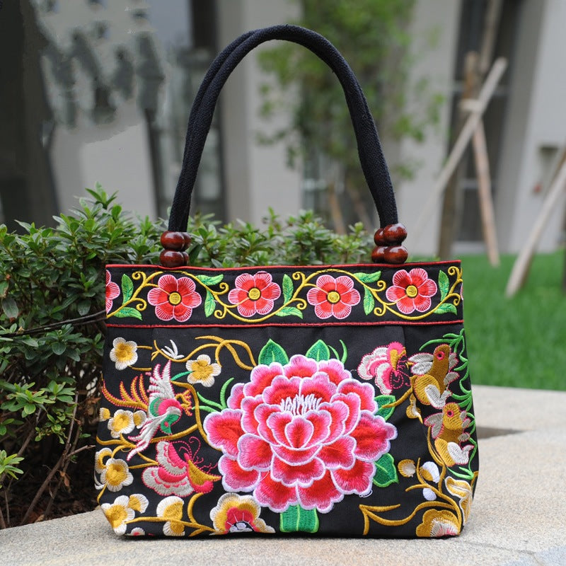 Vintage Bloemen Geborduurde Tas