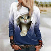 T-Shirt Met Gradiënt Kattenprint