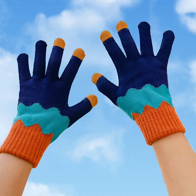 Casual Handschoenen Met Kleurblokken