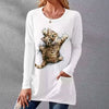 Casual T-Shirt Met Kattenprint