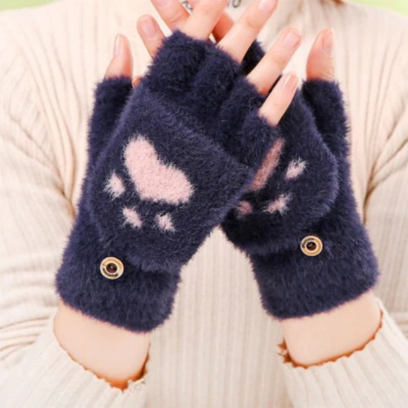 Warme Handschoenen Met Kattenpootafdruk